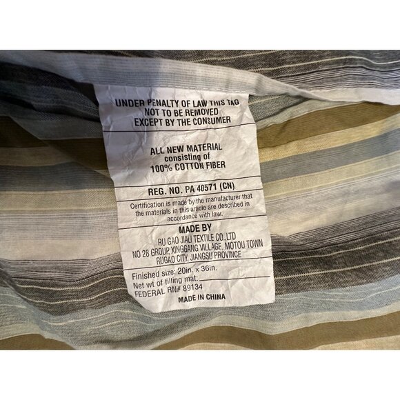 Pair of Quilted Stripped Cotton King Pillow Shams Boho Coastal Cottage Daybed - Picture 2 of 14